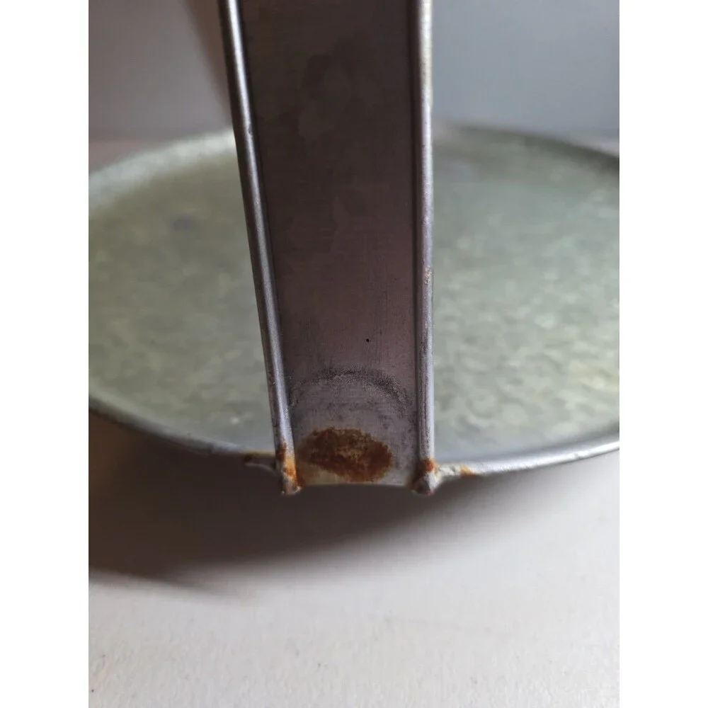 Large Pottery Barn Galvanized Two Tier Round Tray 16 Inches Cottagecore